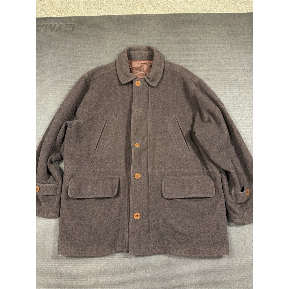 Vintage Pronto Uomo Made In Italy Brown Wool‎ Winter Top/Over Coat Jacket XXL